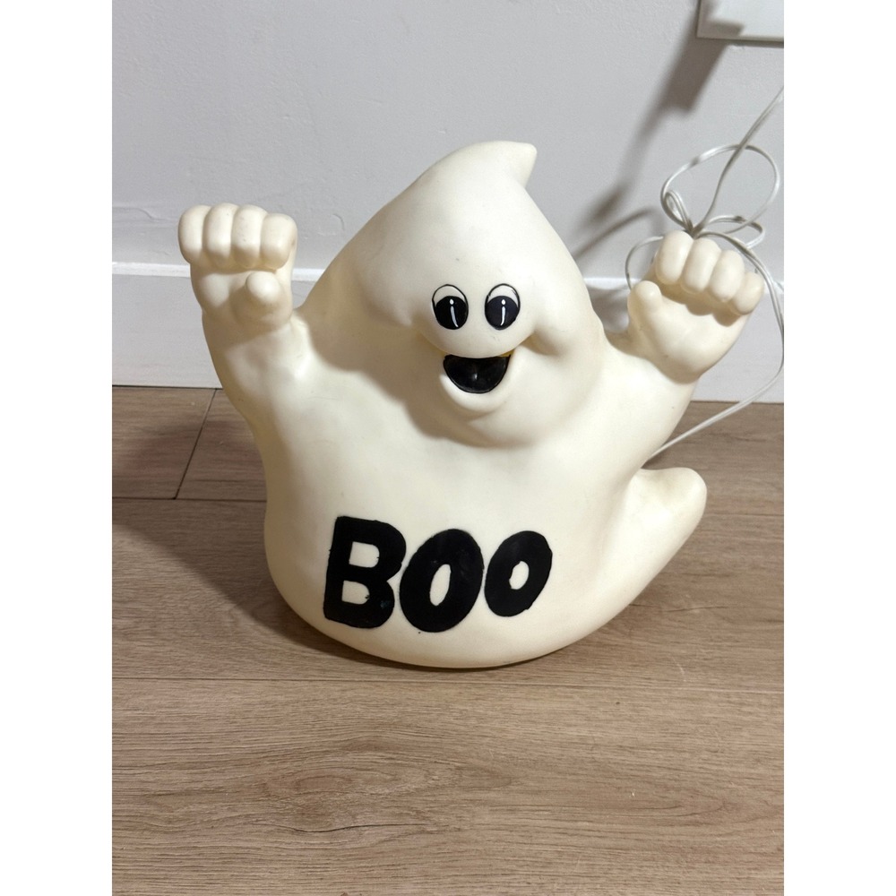 Vintage 90s Y2K Halloween Blow Mold Ghost BOO Light Up Decoration 12.5"